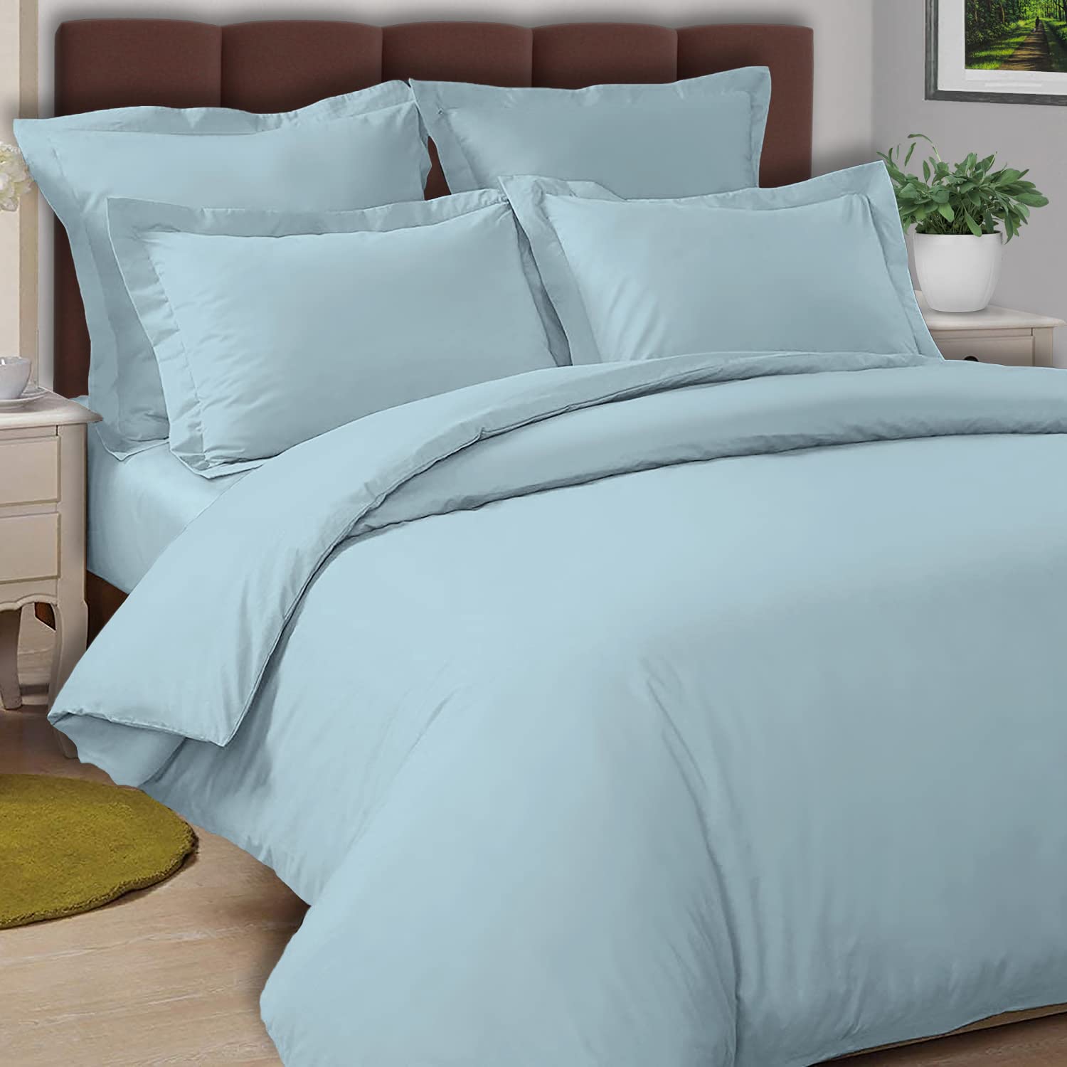Pizuna Cotton Percale Duvet Cover King Size Baby Blue 100% Long Staple