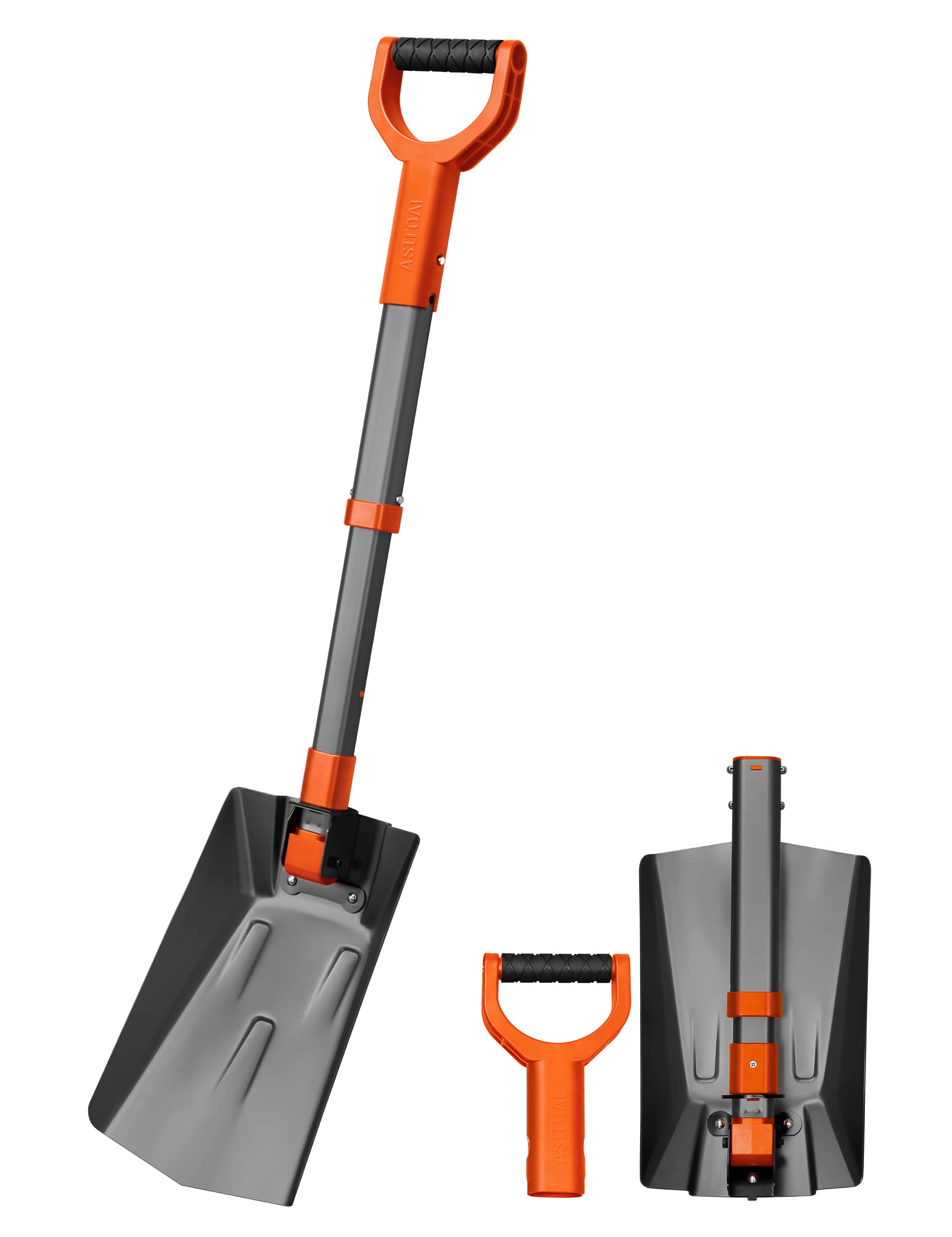 AstroAI 38.4" Folding Extendable Snow Shovel, Aluminum Handle & Metal Blade | Du