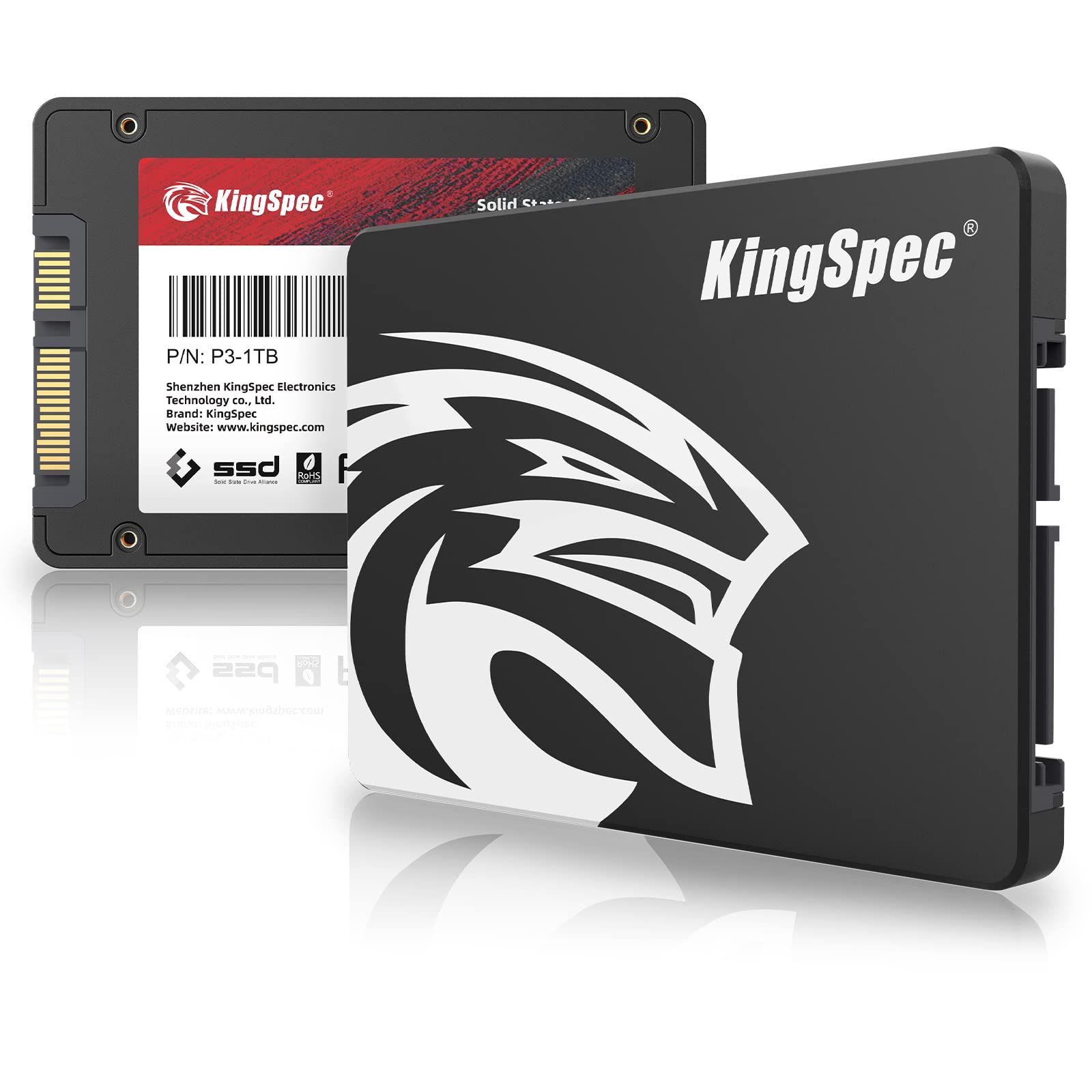 KingSpec 1TB 2.5" SATA III 6Gb/s SSD, Read Speed up to 550MB/s, 3D NAND Flash In
