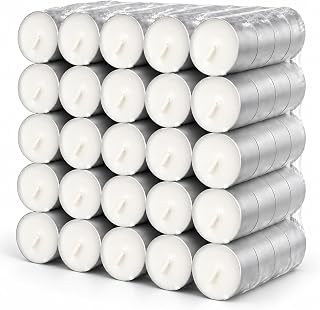 Unscented 8-Hour Tea Light Candles, 100 Pack, Cotton Wicks | Long-burning unscented tealights with cotton wicks for weddings, parties, restaurants, spas and home décor.
