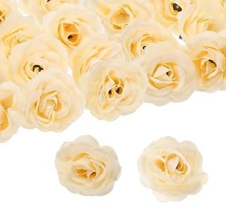 50pcs Artificial Rose Heads Silk Rose Heads for Wedding Bouquets Centerpieces Party Home Decor 3cm Yellow