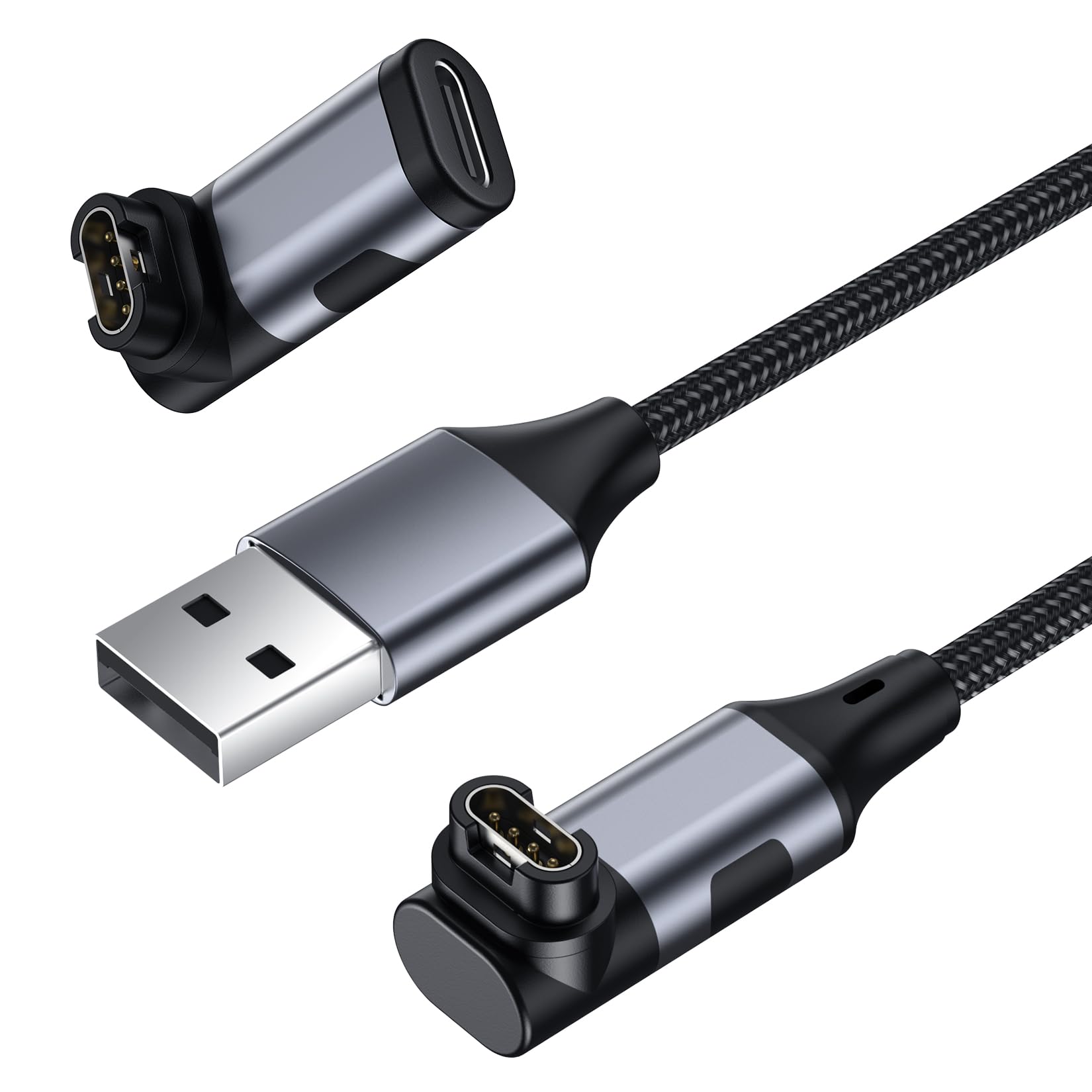for Garmin Watch Charger Cable & USB C to Garmin Charger Adapter,L-Shape | USB A