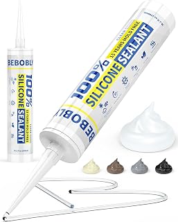 Silicone Caulk & Sealant Clear, 100% Waterproof Silicone Sealant, Shrink & Crack Proof, Silicone Sealant Caulking for Kitchen, Bathroom, RV, Interior & Exterior Use, 10.2 FL. OZ/300ML, 1 Pack