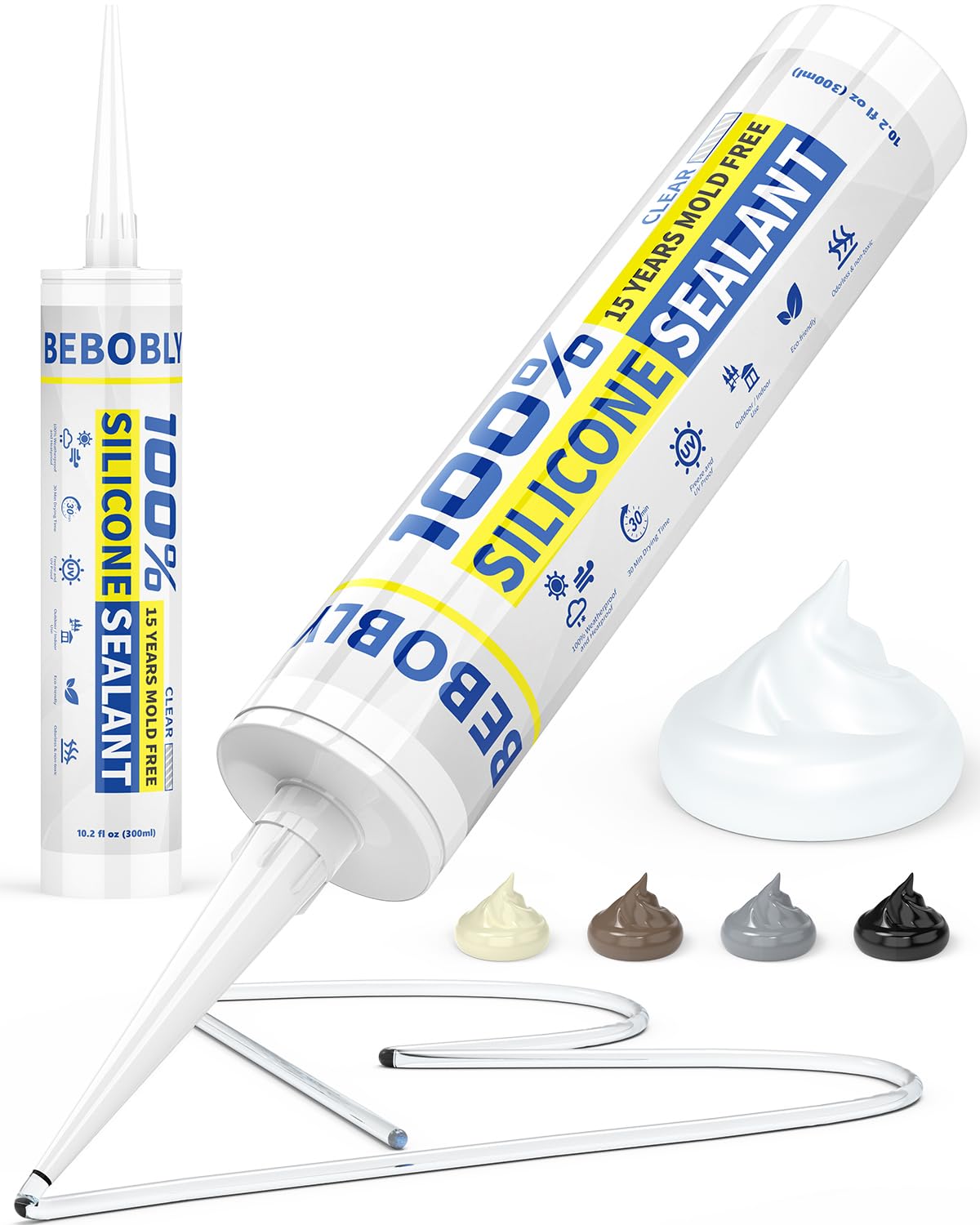 Silicone Caulk & Sealant Clear, 100% Waterproof Silicone Sealant, Shrink & Crack