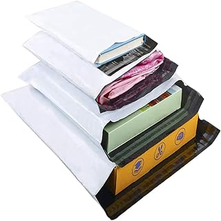100pcs Postage Bags for Clothes Mixed Sizes Packaging Bags Parcel Bag for Posting Waterproof Mailing Bag White Plastic Post Shipping Bags Tamper-Proof Self Seal Postal Bags New Material
