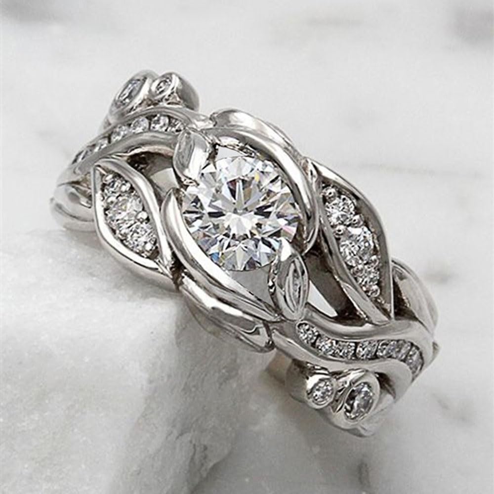 White Gold Plated Ring with White Cubic Zirconia Personalized Accessories Ideal 
