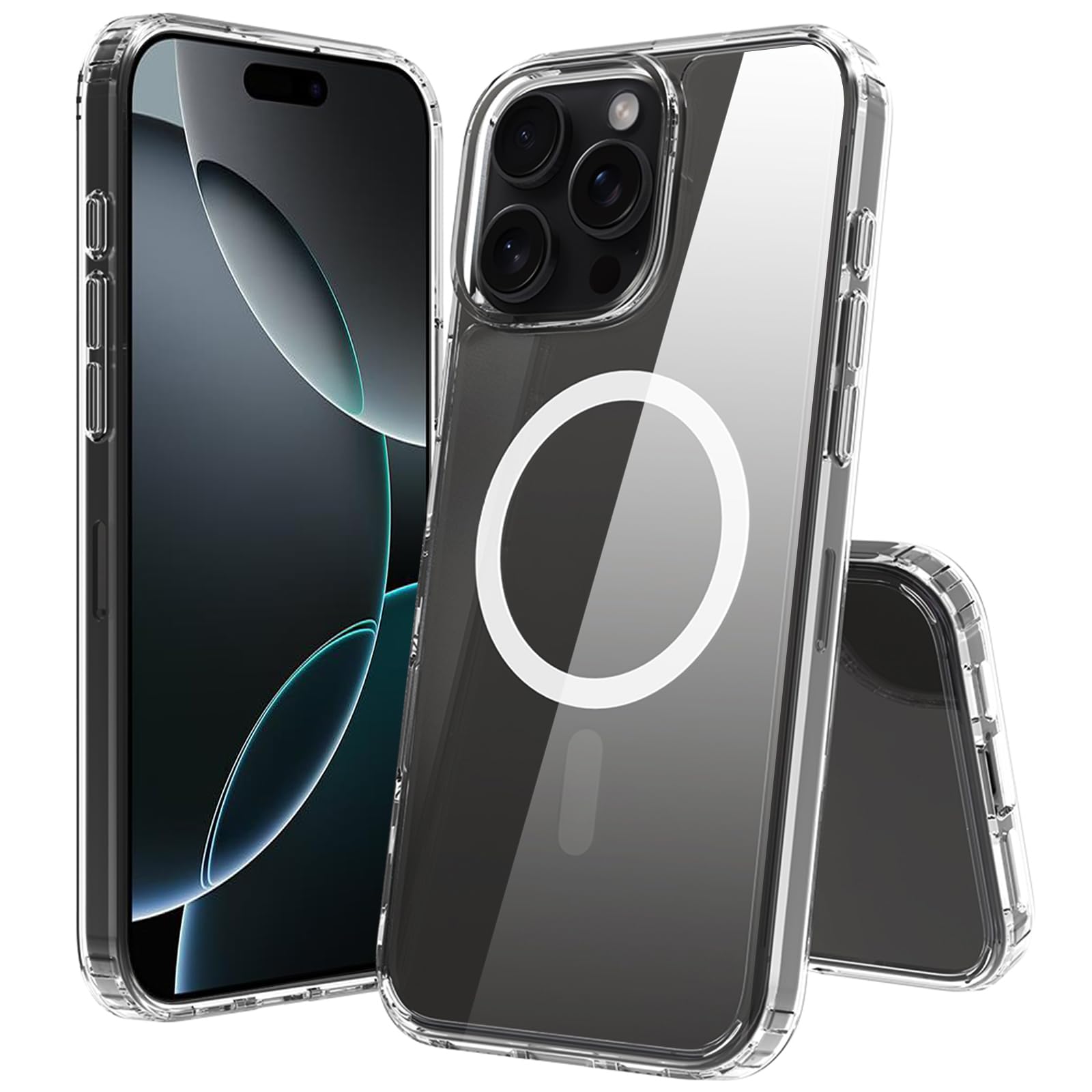 FanTEK Phone Case Compatible with iPhone 16 Pro 6.3 Inch, Magnetic Case Clear Pr