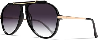GUVIVI Oversized Aviator Sunglasses for Women 70s Retro Gold TopBar Glasses