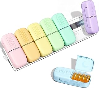 Magnetic Weekly Pill Organizer 2 Times a Day, Large AM PM Pill Box 7 Day