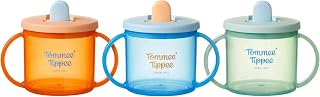 Tommee Tippee First Cup 4m+ Non-Spill, 190ml, Blue. | Easy-Hold Handles for Little Hands, Pack of 3