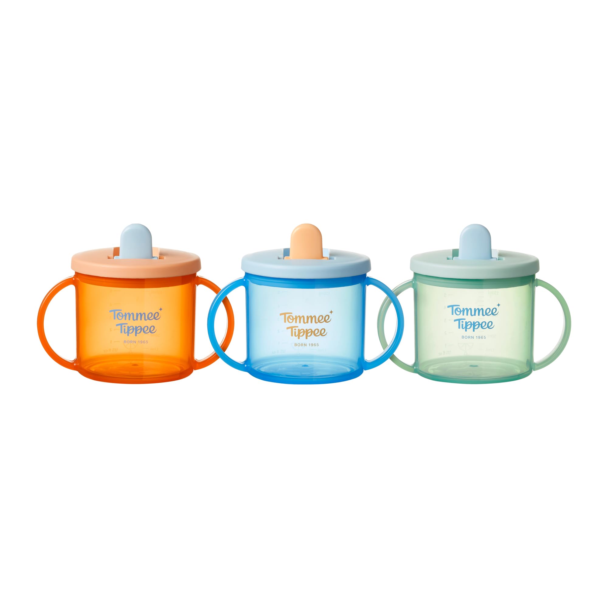 Tommee Tippee First Cup 4m+ Non-Spill, 190ml, Blue. | Easy-Hold Handles for Litt