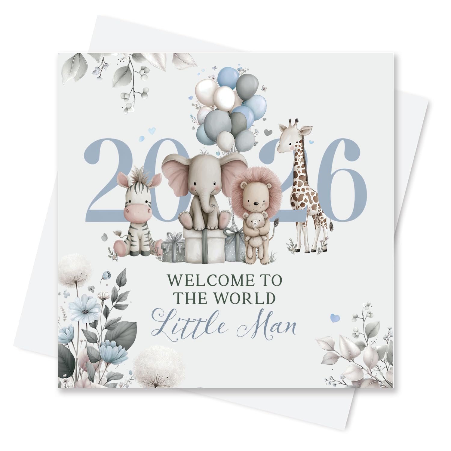 Born In 2026 Card for Baby Boy - Welcome To The World Little Man Greeting Card f