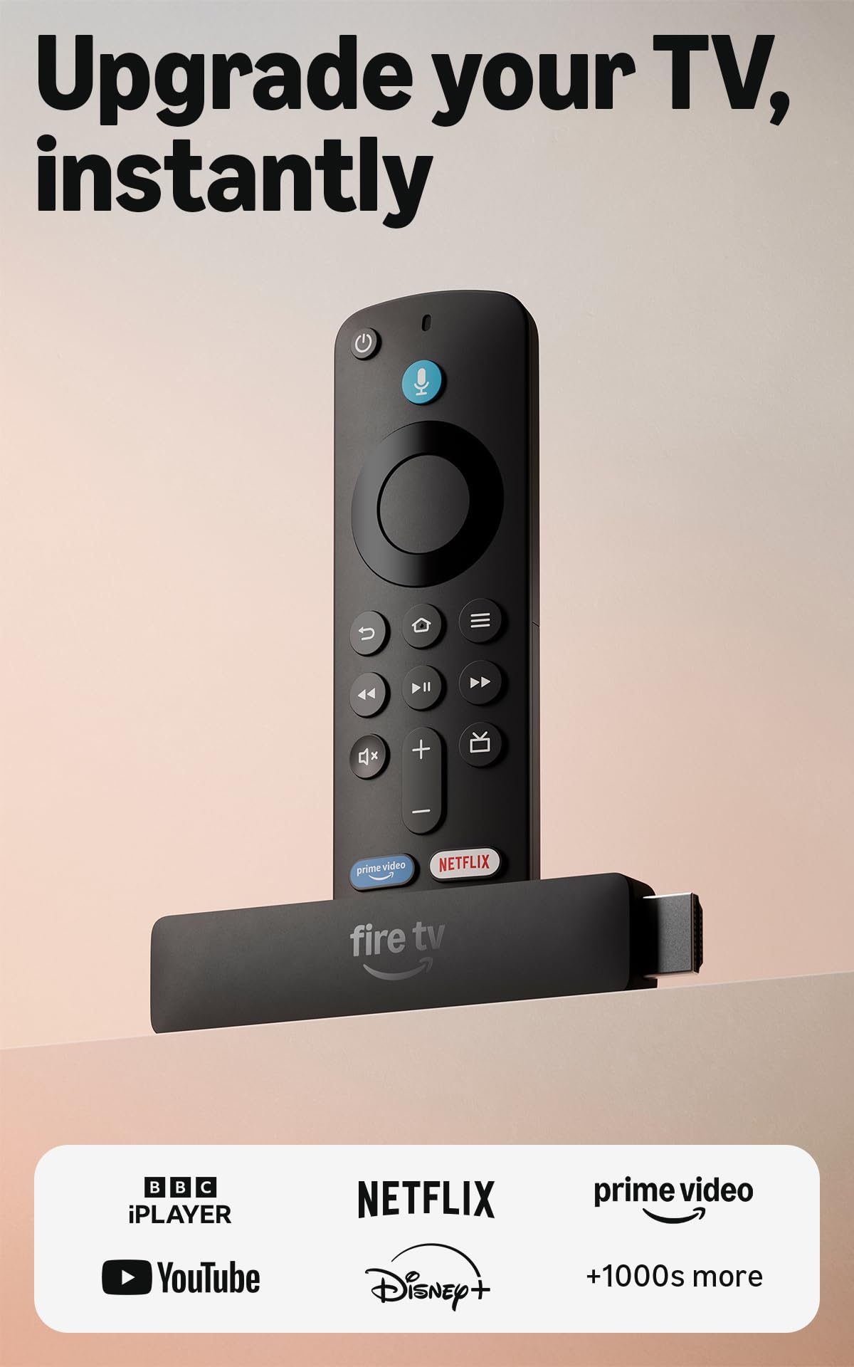 Amazon Fire TV Stick HD (newest gen), free & live TV, Alexa Voice Remote, powere