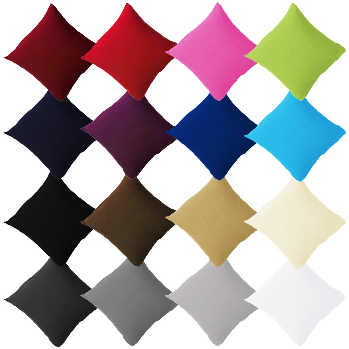 Pack of 2 Jersey Cushion Covers With Zip, Made of 100% Cotton, Cushion Cover Set