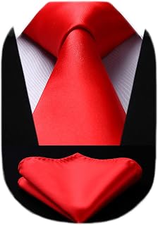 HISDERN Men's Tie Wedding Party Ties and Handkerchiefs Classic Tie Set Pocket Square Solid Color