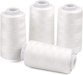 ilauke 4 x 3000 Yards Serger Thread, White 40S/2 Thread | All purpose Polyester Sewing Thread for Overlock Sewing Serger Machine