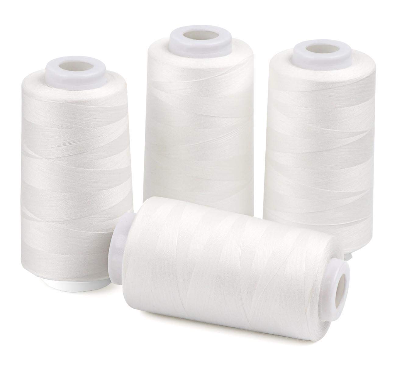 ilauke 4 x 3000 Yards Serger Thread, White 40S/2 Thread | All purpose Polyester 