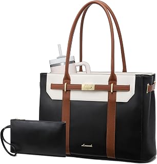 LOVEVOOK Work Laptop Bag for Women, Leather 15.6 Inch Computer Tote Bags