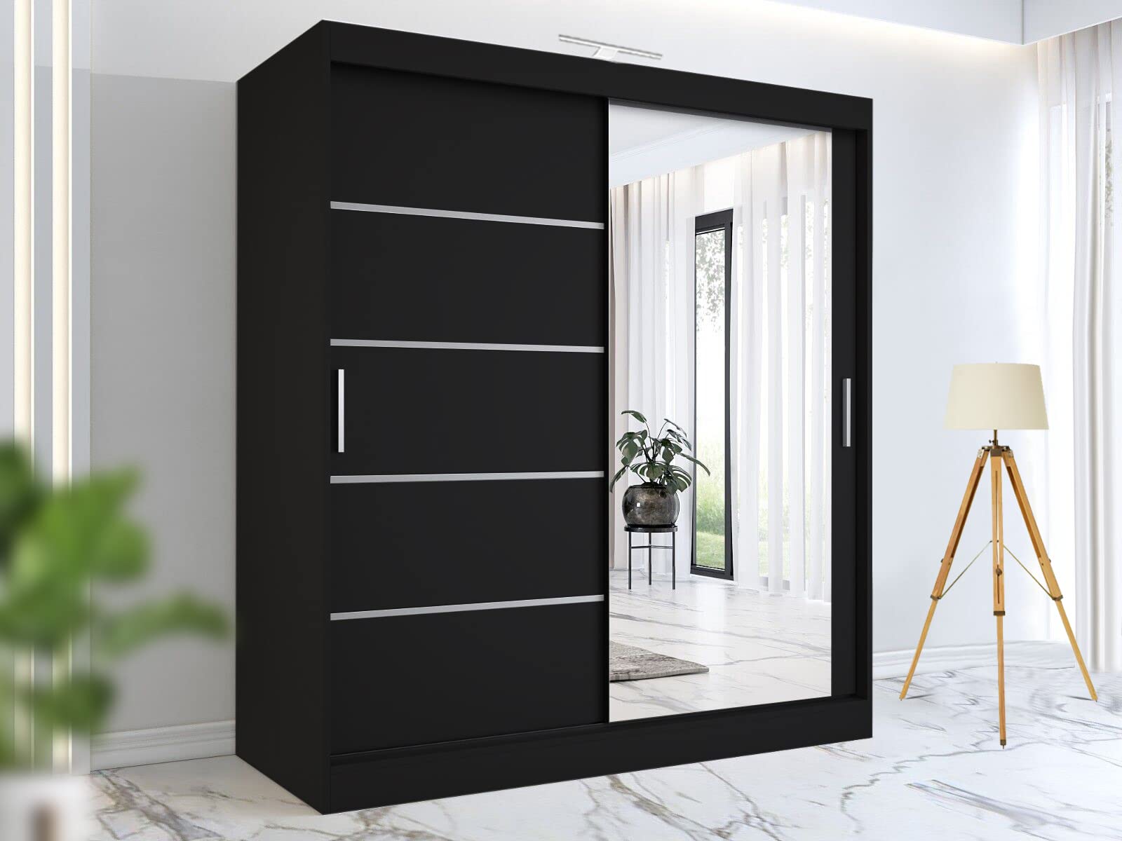 RAC3 Wardrobes for Bedroom with Mirrored Sliding Door & LED Light Premium Wardro