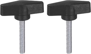 2pcs Tee Wing Knobs M8 x 45mm Metric Male Threaded Stud 55mm T Head Plastic Knob Handles Thumb Screws Hand Clamping Tightening Knob Grip Thumbscrew, Black