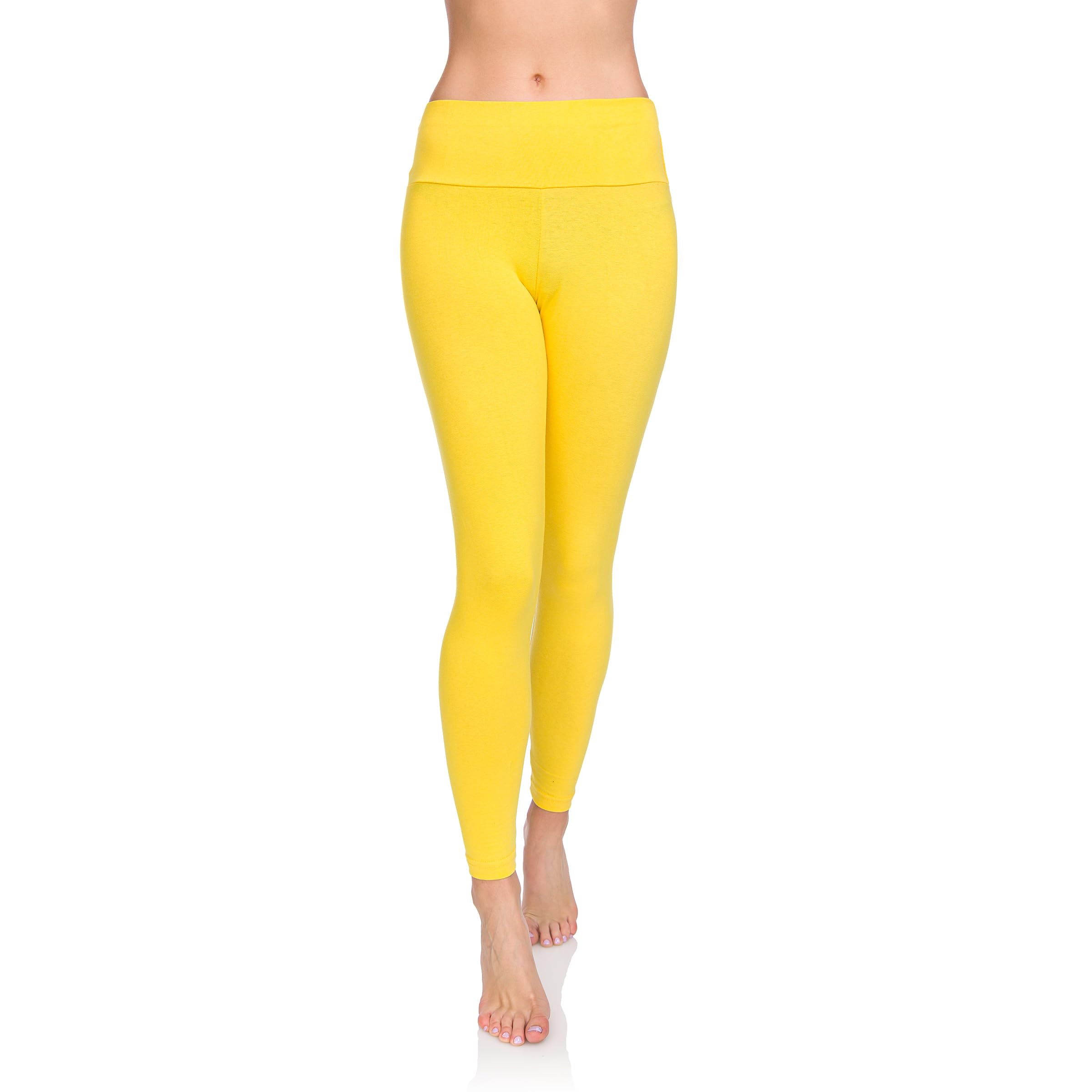 SOFTSAIL Women's Leggings, Made of 95% Cotton, High-Waisted Long Cotton Leggings