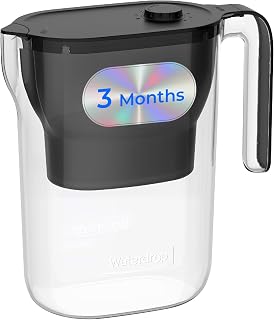 Waterdrop PT-05BL-L Water Filter Jug, 3 Months, 2.5L, NSF Certified, Black | 200-Gallon Long-Life Filter Purifier, 5X Longer Filter Life, Reduces Lead, Fluoride, Chlorine and More, BPA Free
