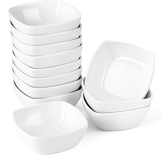 MALACASA Dip Bowls Set of 12, Porcelain Ramekins, Snack Bowls, 5oz, White