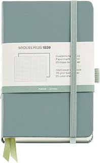 Miquelrius - Hardback Hardback Notebook with Rubber Closure, Size 140 x 90 mm, 192 Smooth 80gsm Pages - Green