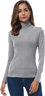 Women Long Sleeve Turtleneck Slim Fitted Based Layer Lightweight Active Shirt Pullover Tops
