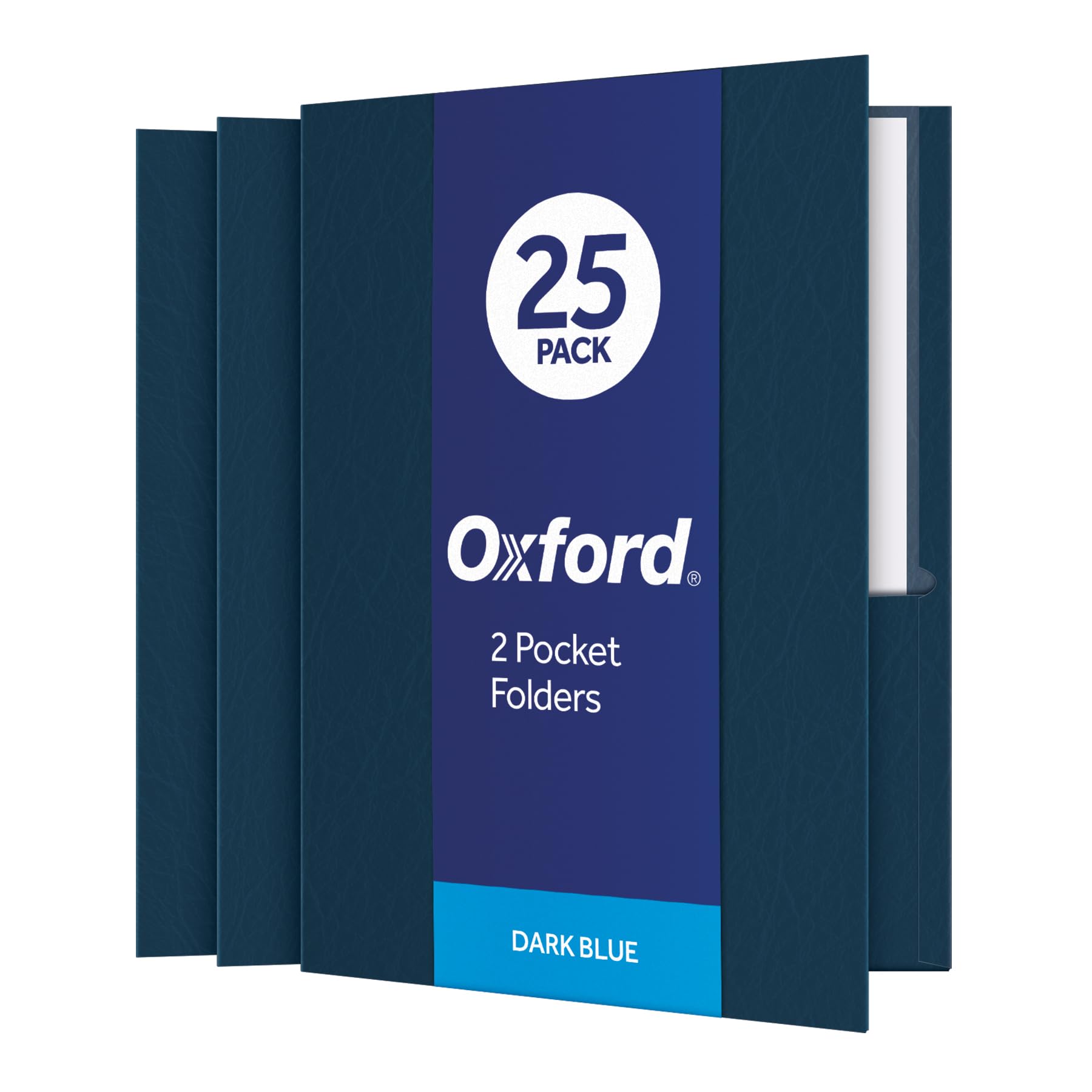Oxford Twin-Pocket Folders, Textured Paper, Letter Size, Dark Blue, Holds 100 Sh
