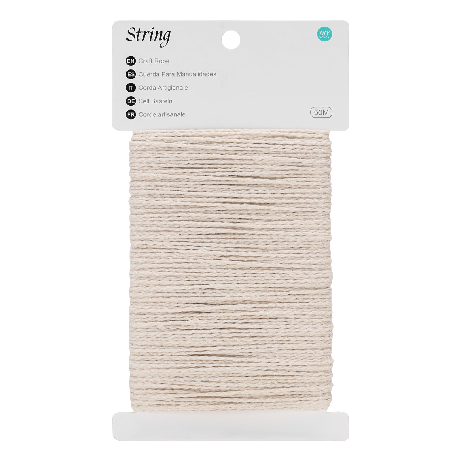 G2PLUS 2mm Beige Cotton String Cord: 50m Craft Bakers Twine, 3Ply | Decorative C
