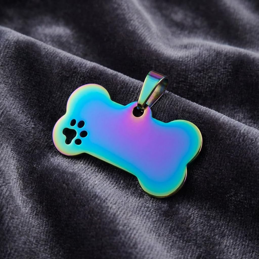 Personalized Stainless Steel Pet ID Tags Engraved Name and Phone Number Color Ch