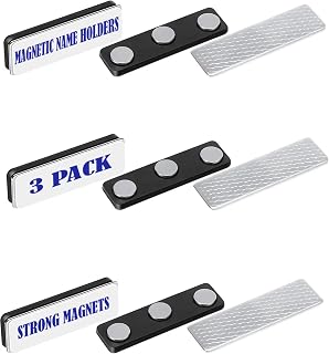 3 Magnetic Badge Holders for Clothes, Uniforms, Shirts, Crafts, Name Tags | Magnets with Adhesive Backing for Students, Visitors, Schoolchildren - Office, Classroom, Conferences, Exhibitions, Meetings