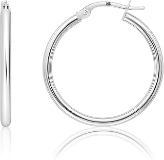 Solid 10K or 14K Gold 12MM to 50MM Hoop Earrings for Women
