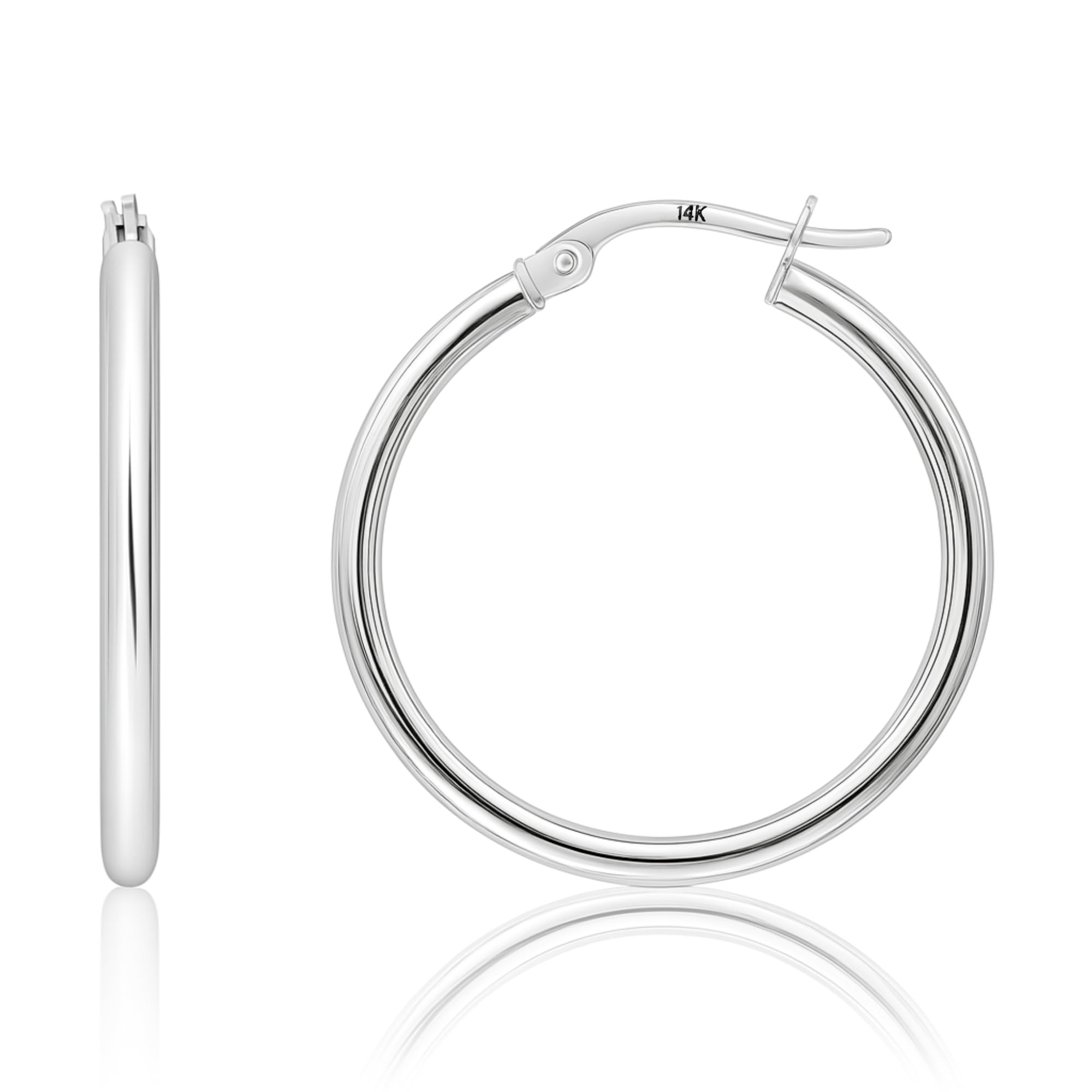 Solid 10K or 14K Gold 12MM to 50MM Hoop Earrings for Women