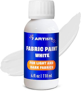 White Fabric Paint 4 fl. oz – Permanent Fabric Paint White for Clothes | Textile Clothing Paints for Cotton and Synthethic Fabrics, Furniture Upholstery, Shoes, Sneakers, T-Shirt, Tote Bags