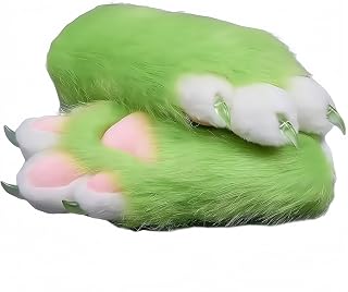 Fursuit Paw Gloves with Built-in Whistle, Furry Claw Gloves for Adults, Soft Animal Paws for Halloween Cosplay Costume Party
