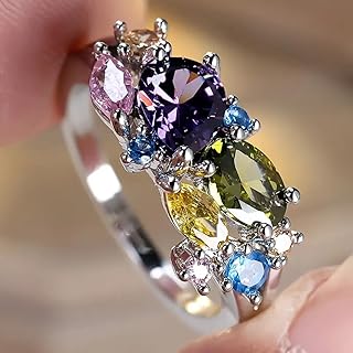 Unique Bright Multicolor Cubic Zirconia Ring for Women Engagement Party