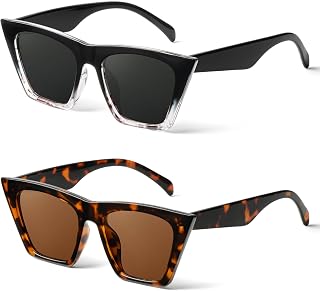 NSSIW Cat Eye Sunglasses for Women, Polarized UV400 Protection Big Frame