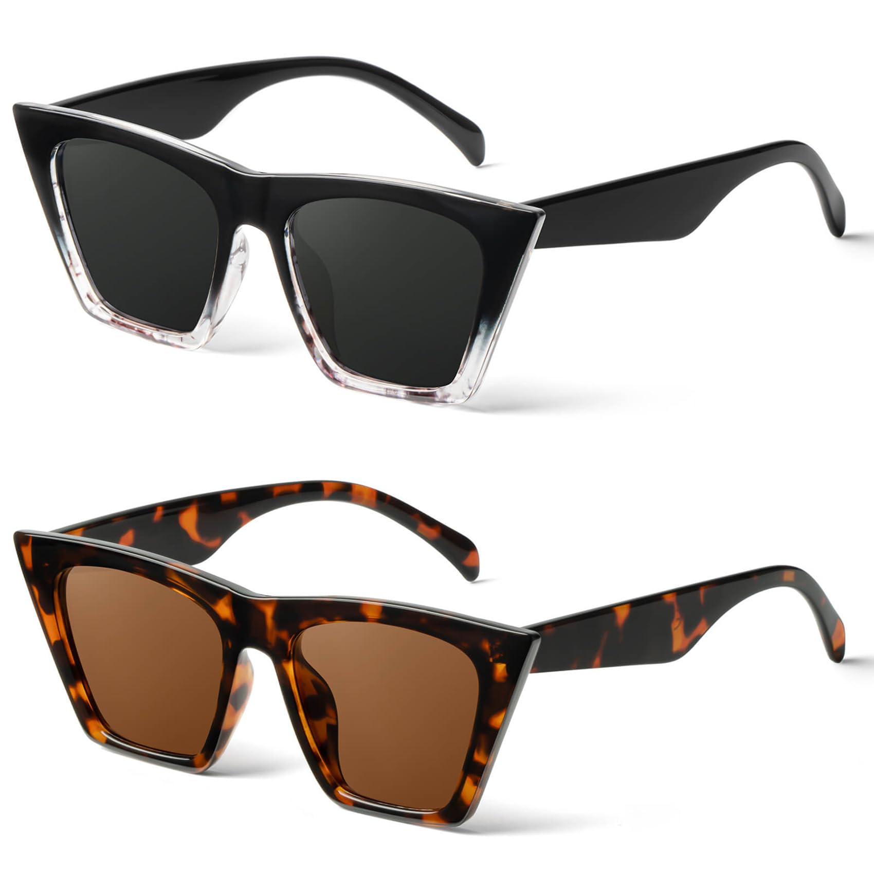 NSSIW Cat Eye Sunglasses for Women, Polarized UV400 Protection Big Frame