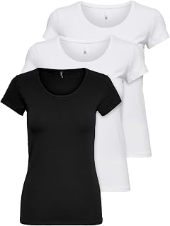 ONLY Summer Simple Short Sleeve Long Shirts for Women, Pack of 3 XS S M L XL 15209153