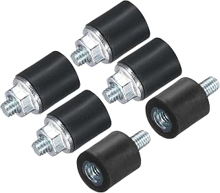 uxcell 6pcs M3x6mm Rubber Isolator Mounts with Studs 8x8mm | Male Female Vibration Shock Absorber with 6pcs M3 Lock Nuts,Zinc Plated Cylindrical Thread Mounts Anti Vibration Isolators