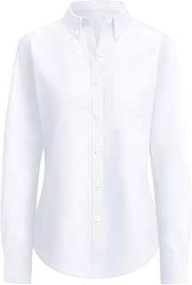 siliteelon Button Down Shirts for Women Oxford Shirt Long Sleeve Classic Wrinkle Free Business Dress Shirts Work Office