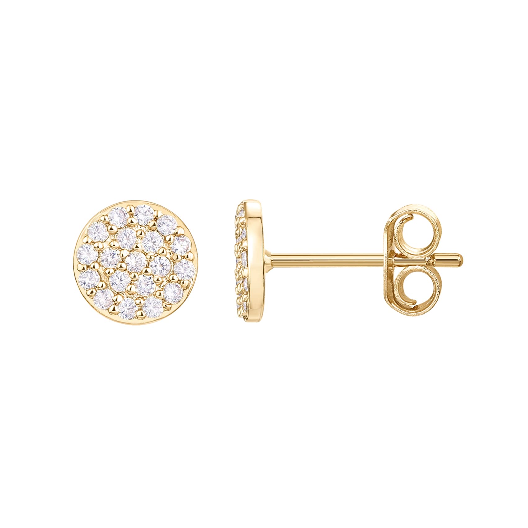 PAVOI CZ Stud Earrings for Women, 925 Silver, 18K Gold Plated, Yellow Gold