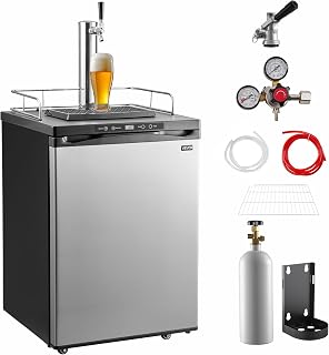 VEVOR Kegerator, Single Tap Commercial Draft Beer Dispenser for D system | Full Size Keg Refrigerator with 5lbs CO2 Tank(No Gas), Hold 2 Sixth keg, 23°F to 82.4°F Temperature Control, Sliver