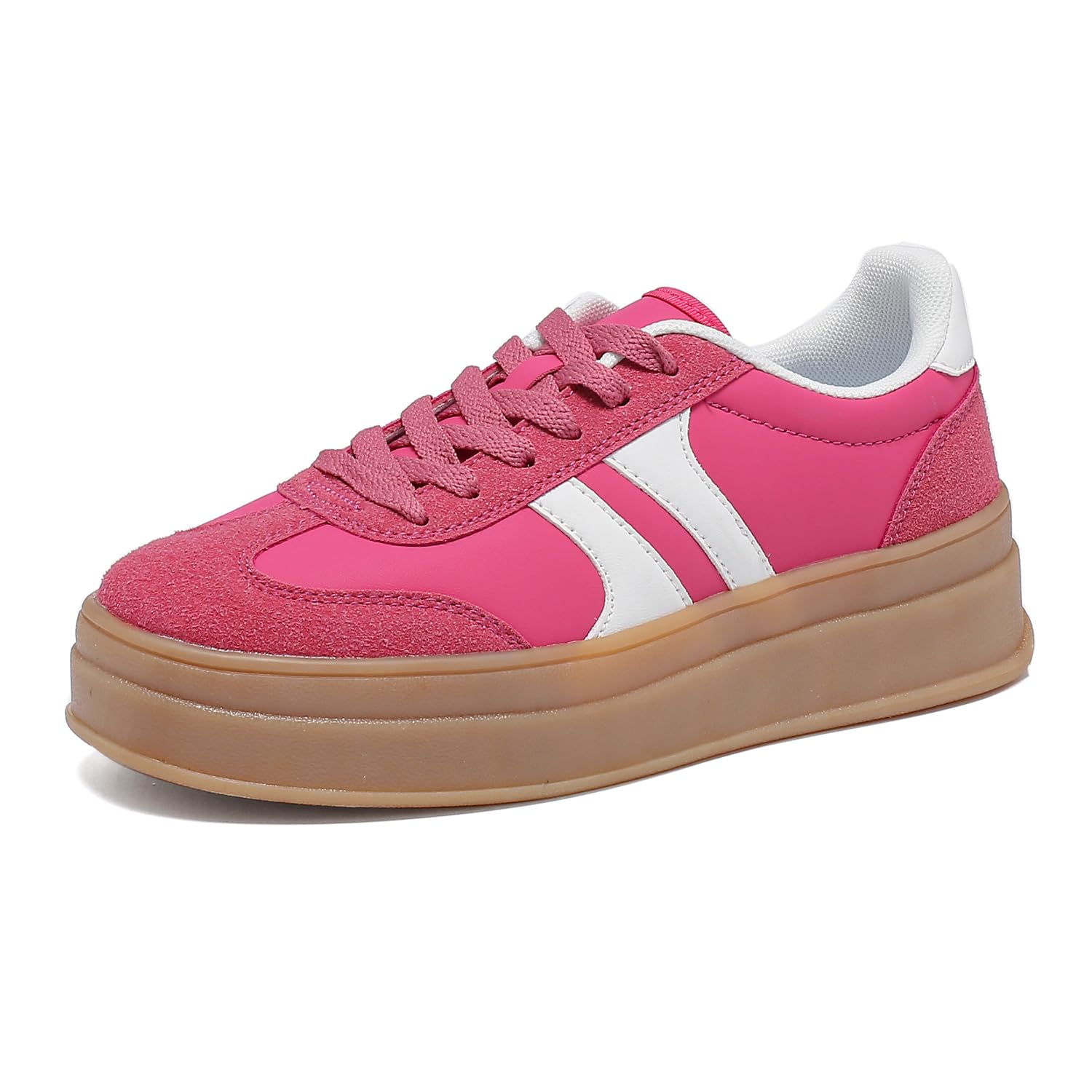 Lxuan Women's Gum Sole Fashion Sneakers-Thick Platform Sole,Anti-Slip Rubber,Lac