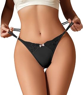 Banamic Lace Thong for Women Thong Underwear Low Waist Thong Thong Sexy Panties