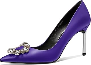 Castamere Women's High Heel Pointed Toe Stiletto High Heel Pumps Slip-on Diamond Crystal Wedding Party 8.5 cm Heels