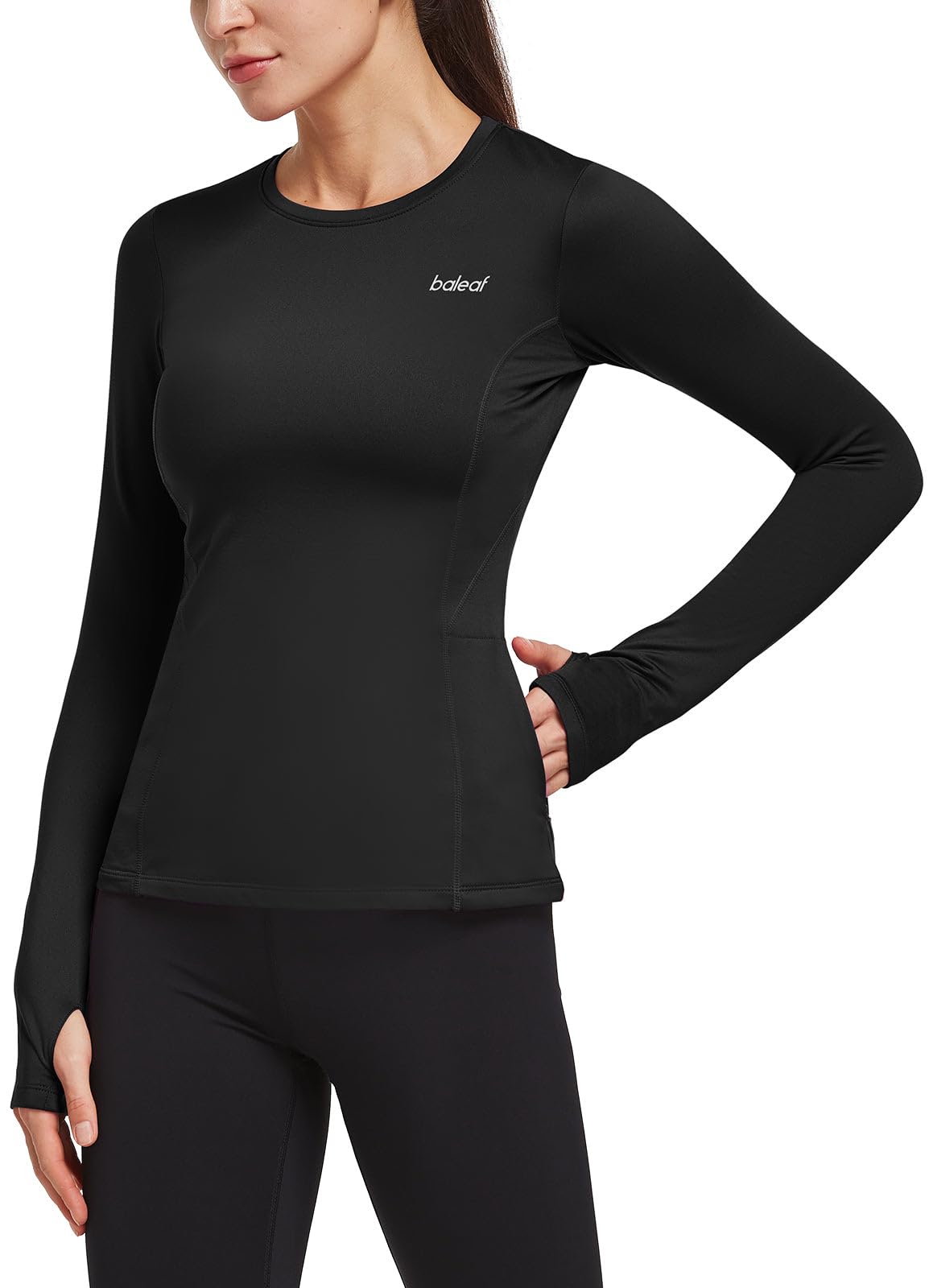 BALEAF Women's Thermal Fleece Tops Long Sleeve Running Athletic Shirt with Thumb