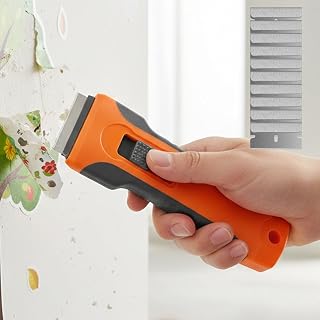 1 x Razor Scraper with 10 Extra Metal Blades Scraper for Cleaning Windows, Paint, Stove, Oven, Orange